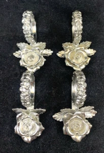 Vintage Princess House Rose Napkin Ring Set of 4 Holders Place Cards Leaf Lot #3 - Picture 1 of 8