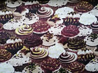 Muffins 10 X 112 cm Baumwollstoff Sterne Schokolade Gold Sahne Kuchen Kaffee