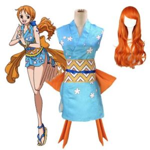 One Piece Nami Wig Costume Halloween Cosplay Costume Women Girl Role Play Dress
