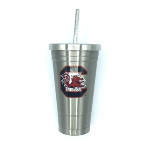 SOUTH CAROLINA GAMECOCKS STAINLESS STEEL DOUBLE WALL STRAW TUMBLER FREE SHIP - Picture 1 of 2