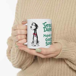 Taza de cerámica blanca Great Dane Art on, regalo para amantes de los perros para fanáticos del café y el té - Imagen 1 de 7