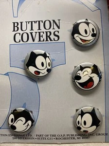 FELIX THE CAT Silver Button Covers BEx Button Exchange RARE NEW OLD STOCK 169482 - Picture 1 of 7