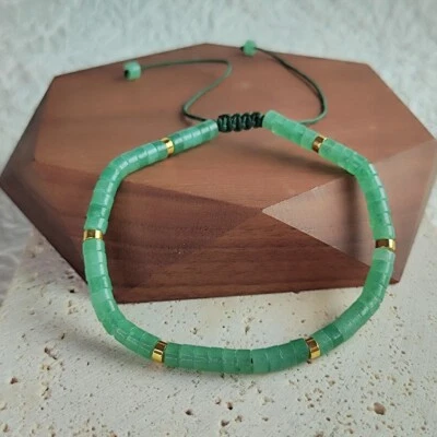 Natural Green Aventurine Stone Bracelet Green Crystal Bracelet Minimalist - Image 1 of 4