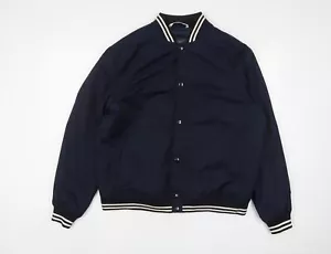 Marks and Spencer Mens Blue Bomber Jacket Size L Zip - Picture 1 of 10