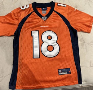 Manning #18 Denver Broncos Jersey Sz Youth Med, Embroidered, appliquéd Letters - Picture 1 of 7