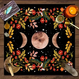 1PC Moonlight Flower Tarot Card Table Cloth, Altar Card Mat, Witchcraft Astrolog - Picture 1 of 12