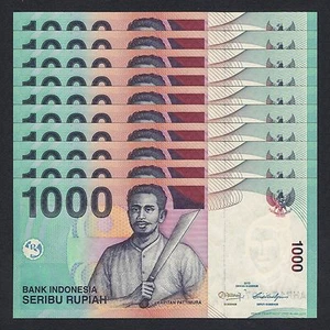 2013 INDONESIA 1,000 1000 RUPIAH P-141 UNC LOT 10 PCS+ + + + +CAPTAIN PATTIMURA - Picture 1 of 3