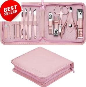 13 in 1 Manicure Pedicure Kit Rose Gold Nail Clippers Set Case - Picture 1 of 12