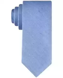 Tommy Hilfiger Herringbone Linen Solid Tie Men's One Size Blue Classic Design - Picture 1 of 1