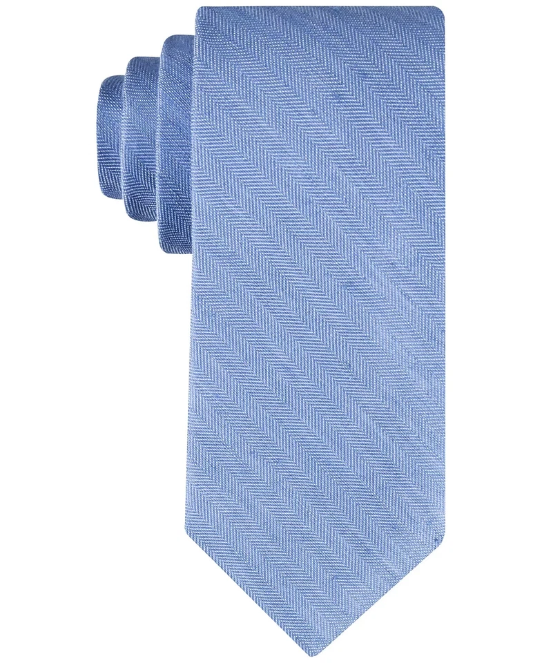 Tommy Hilfiger Herringbone Linen Solid Tie Men's One Size Blue Classic Design - Image 1 of 1