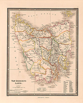 Van Diemens Land Vintage Map A2 High Quality Art Print • 39.99$