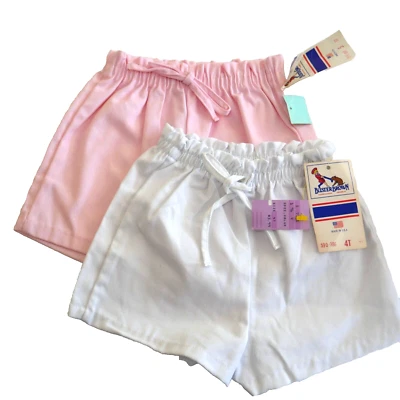 Lote de 2 Pantalones Cortos Buster Marrón NOS Niñas Rosa Blanco Talla 4t 5 Hecho en EE. UU. Foto 1 de 4