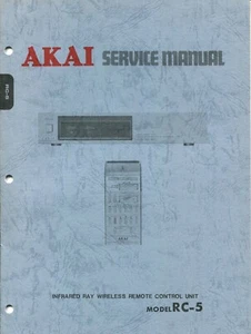 Akai Model RC-5 Infrared Ray Wireless Remote Control Unit Service Manual - Picture 1 of 3