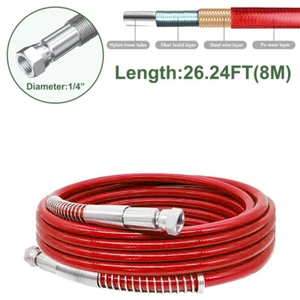 8M 1/4'' Airless Paint Sprayer Hose Spray Gun High Pres Extension Tube Pipe US - Picture 1 of 15