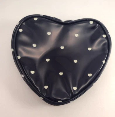 Avon Heart of Beauty Cosmetic Case Makeup Bag Blue Purse Polka Dot Zipper NEW - Image 1 of 4