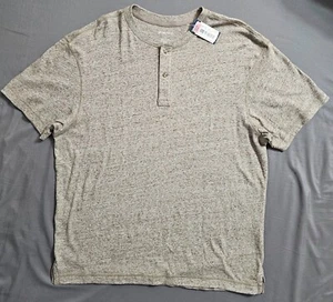 Cremieux Henley Polo Style Shirt Short Sleeve Brown Casual Pullover Men's Size L - Picture 1 of 11