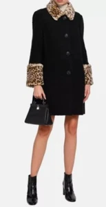 New Kate Spade Leopard-print Faux Fur-trimmed Bouclé Coat Size 4 - Picture 1 of 9
