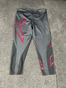 2XU Compression Tights Womens Extra Large Grey Red Mid Rise 7/8 Pants Ladies - Picture 1 of 14