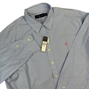 Neu mit Etikett Ralph Lauren Herren XXL blau weiß Gingham Hemd Pony Logo Langarm adrett - Bild 1 von 10