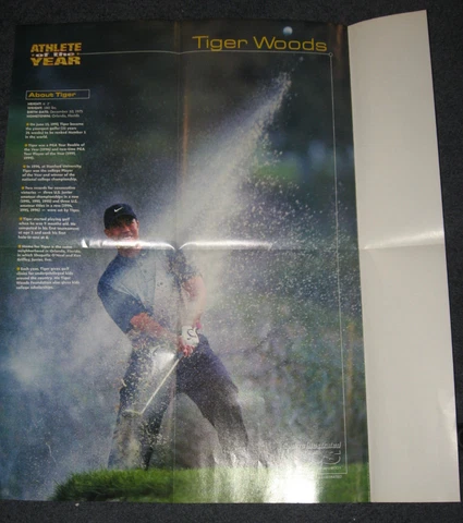 TIGER WOODS POSTER SI FOR KIDS 2001 4 Page JUMBO Poster 15X21" PGA Cover