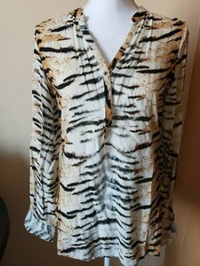 Nuevo top para mujer CBRL estampado animal manga larga talla L corre más pequeño - Imagen 1 de 3