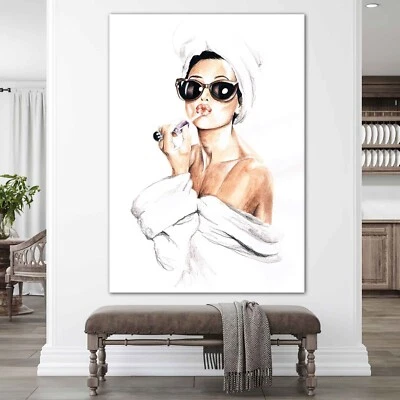 Fashion Girl Canvas Wall Art – Chic Modern Glam Decor for Bedroom & Vanity - Image 1 of 4