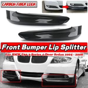 Bumper Lip Splitters Spoiler Carbon Fiber For 2005-08 BMW E90 3-Series LCI Sedan - Foto 1 di 9