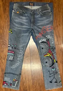 Wild & Lethal Trash Jeans Hand Stitched Walter Van Beirendock Size 28 Read! W< - Picture 1 of 18