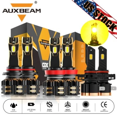 Светодиодная фара дальнего/низкого/противотуманного света для GMC Yukon XL 2015-2019 AUXBEAM желто-белая - Изображение 1 из 4