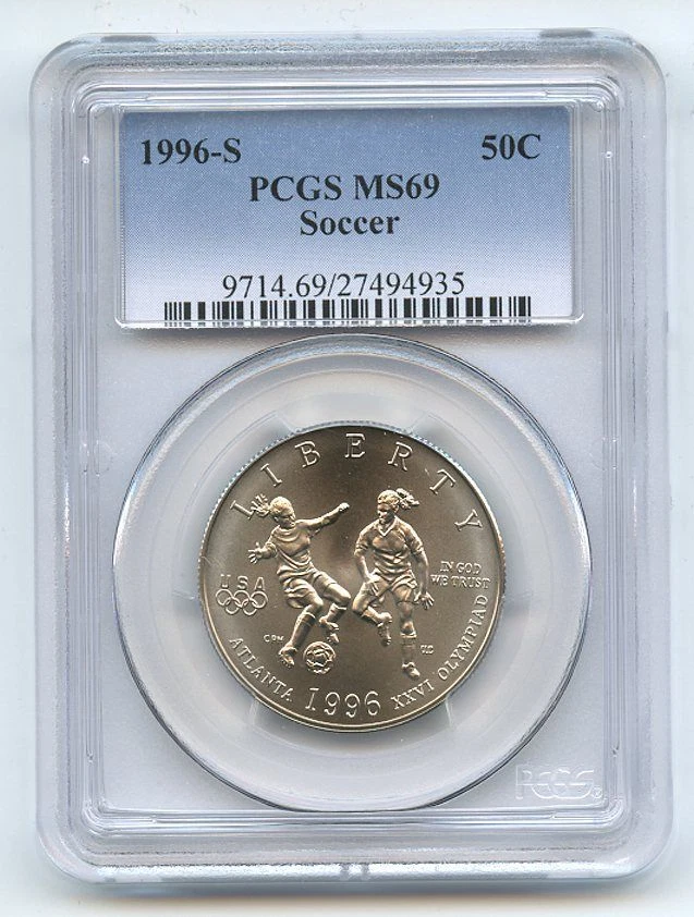 1996 S 50C Soccer Commemorative PCGS MS69 - Image 1 of 1