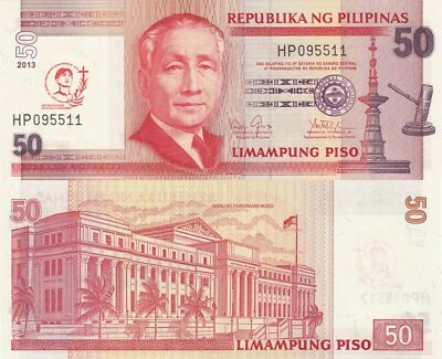 Philippines 50 Piso (2013) - Osmena/Museum/St. Pedro Canonization/p215 UNC - Image 1 of 3