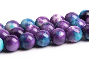 Purple & Blue Rain Flower Jade Beads Round Stone Loose Beads 4/6/8/10/12MM - Picture 1 of 14