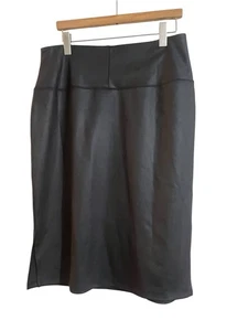 Damen mit Kontrolle Bleistiftrock schwarz Kunstlederoptik Stretch schlankmacher - Bild 1 von 8