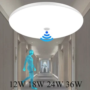 Plafoniera con rilevatore di movimento sensore 360° rotonda lampada da parete interno lampada da corridoio DHL - Foto 1 di 72