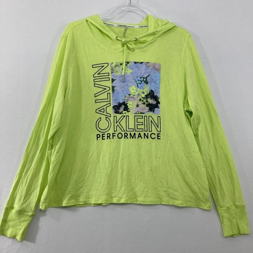 Calvin Klein size XL Performance Stretch Graphic Long Sleeve Hoodie Pullover Top - Image 1 of 4