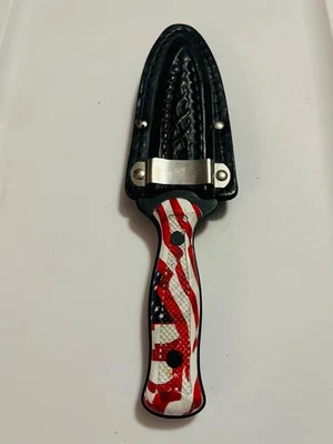 Cuchillo Daga Bota Camillus NY EE. UU. Mango Bandera Americana Hoja Fija Funda Foto 1 de 4