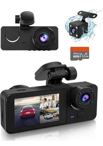 Dash Cam Car HD 1080P Front/Rear/Inside Dual Lens Video Recorder Camera G-Sensor - Picture 1 of 7