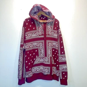 The Hundreds Bandana Hoodie Herren Large rot burgund Paisley Langarm Pullover - Bild 1 von 7