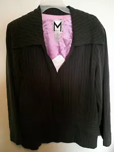 NUOVO Marc Bouwer giacca tuta carriera collo largo zip davanti 18 W rosa talpa righe - Foto 1 di 5