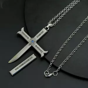 Anime One piece Dracule Mihawk Inspired Alloy Cosplay Cross Sword Necklace - Picture 1 of 4