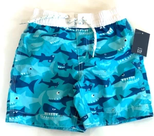 NWT Brand New Baby Gap Sharks Aqua Bathing Suit Boy's Size 3 - Picture 1 of 9