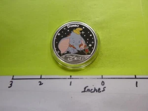 DUMBO THE ELEPHANT ENAMEL DISNEY CLASSIC MOVIES NICKEL COIN VERY RARE 2D6 - Picture 1 of 2