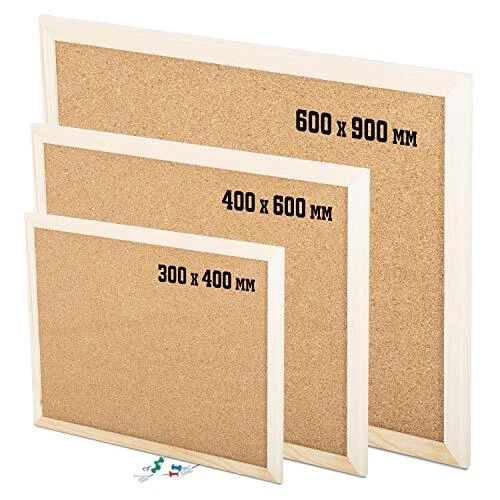 KAV Cork Notice Office Memo Pin Board with 6 Push Pin Classic Wood Natural Frame - Image 1 of 1