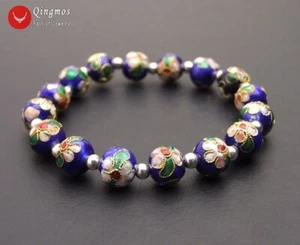 Fashion 10mm Round Blue Cloisonne Bracelet for Women Jewelry China Feature br123 - Foto 1 di 7