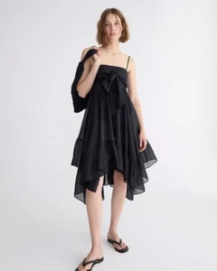 Vestido de playa J Crew de algodón con lazo de gasa frente en negro, encubrimiento, 2X - Imagen 1 de 7