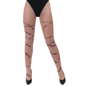 ADULT LADIES DOLLY SCAR STITCHES TIGHTS HALLOWEEN CORALINE HORROR FANCY DRESS - Picture 1 of 1
