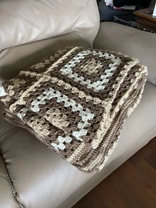 Handmade Afghan Crochet Acrylic Blanket Quilt Granny Square Throw Crochet 73”X64 - Picture 1 of 7