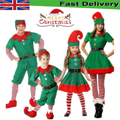 Womens Ladies Girls Elf Costume Christmas Fancy Dress Xmas Santa Helper Outfits - Image 1 of 4