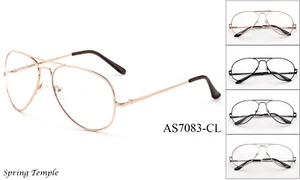 Classic Clear Lens Glasses Pilot Design Office Nerdy Smart Retro Vintage UV 100% - Picture 1 of 10