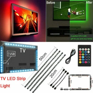 5V Strip Light USB 5050 RGB LED Colour Changing Bar TV Back Lighting Kit +Remote - Picture 1 of 12